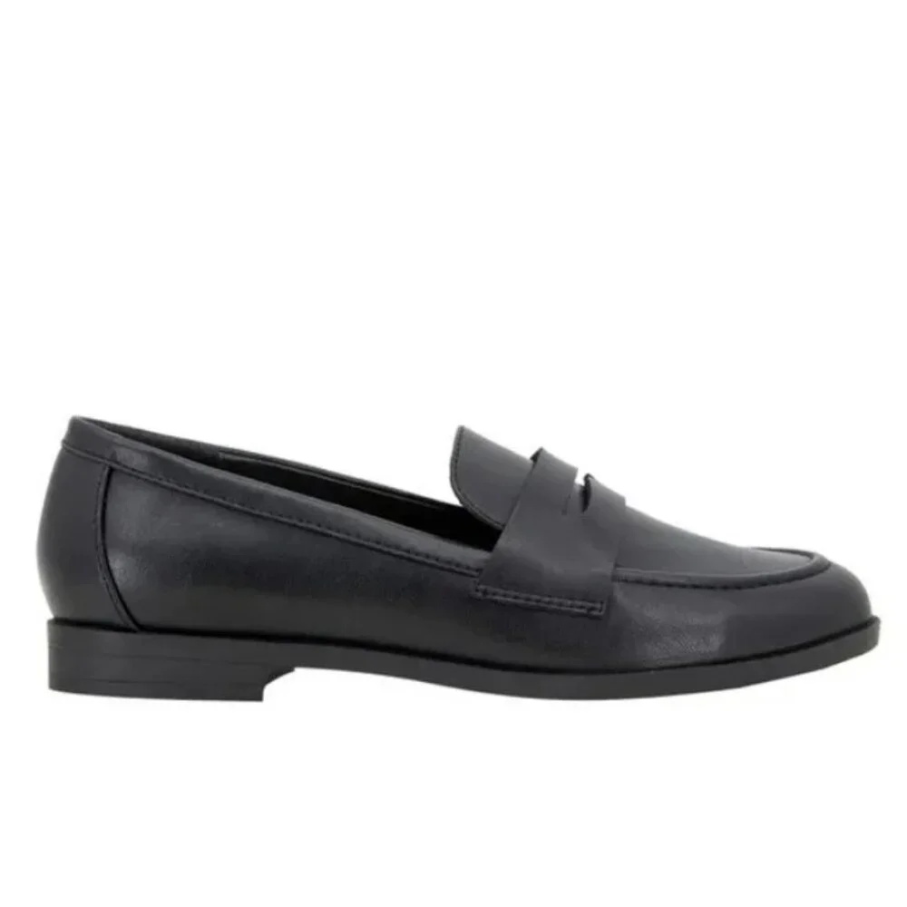 Kensie 6 Penny Loafer Gitty Slip-on Driver Shoes Faux Smooth Leather Black